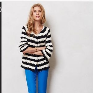 Anthropologie NWOT XS blazer sweater black white